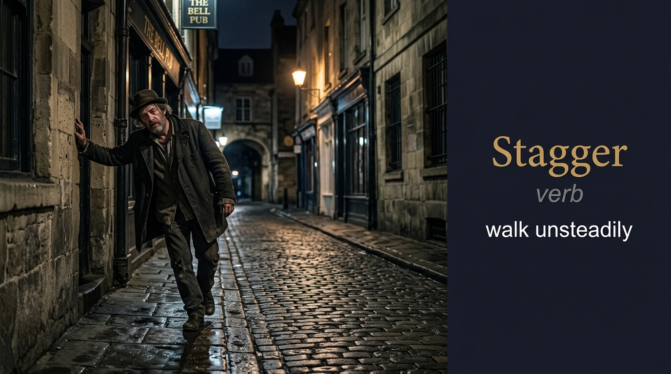 صورة توضيحية لمعنى كلمة Stagger (يترنح أو يتمايل)