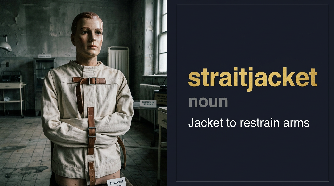 Straitjacket (سترة مُقيدة) — illustrated meaning of the English word Straitjacket on GL Dictionary
