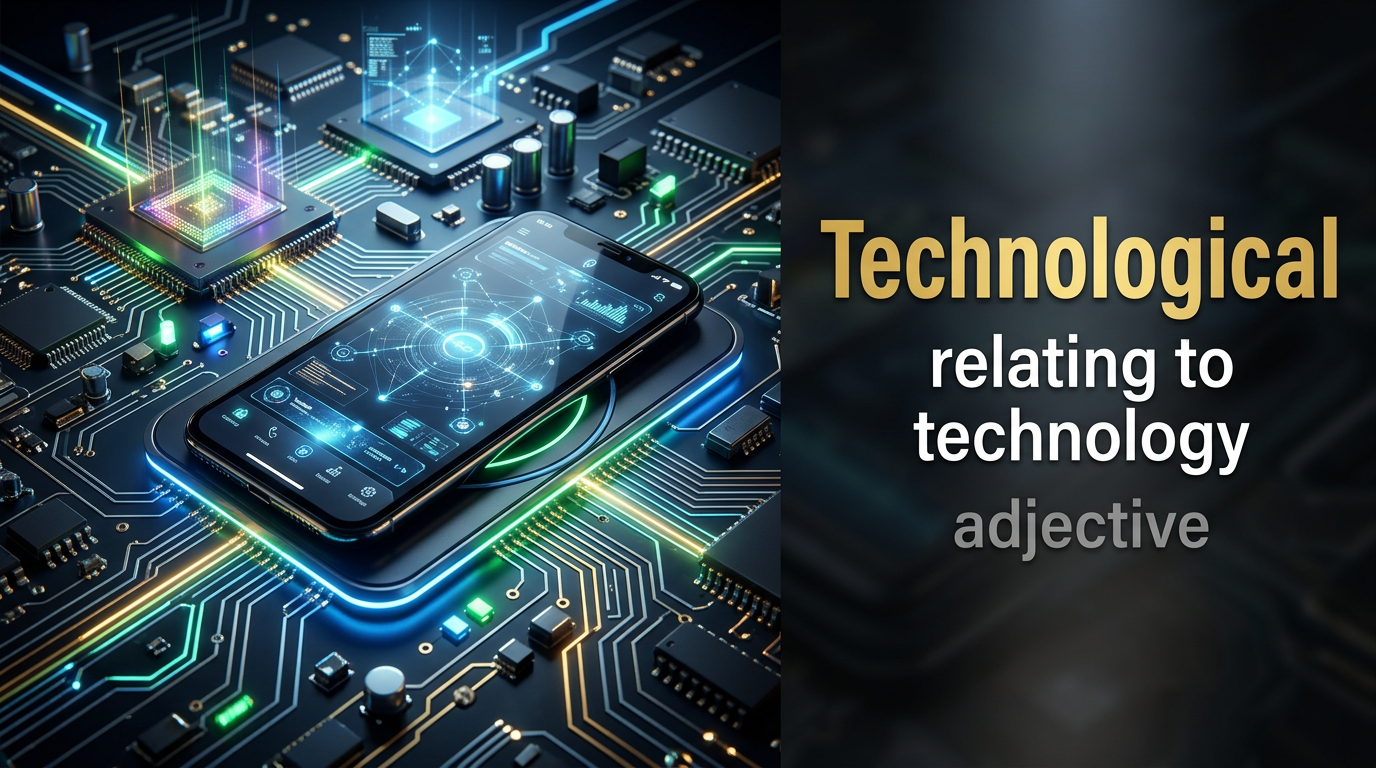 صورة توضيحية لمعنى كلمة Technological (مُتعلق بالتكنولوجيا)