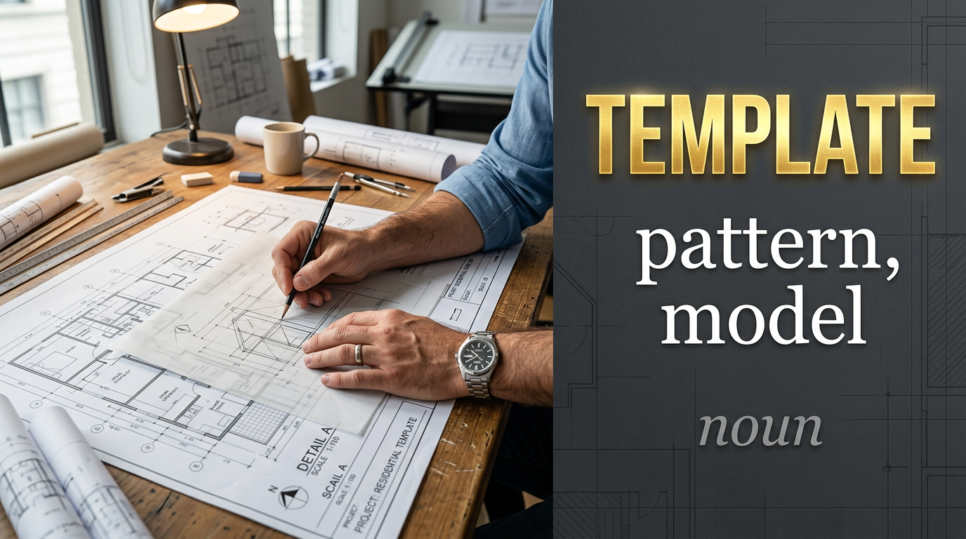 Template (نموذج أو قالب) — illustrated meaning of the English word Template on GL Dictionary