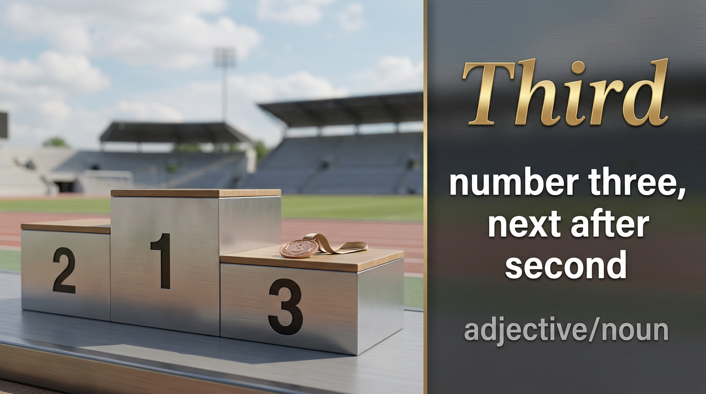 Third (الثالث في الترتيب) — illustrated meaning of the English word Third on GL Dictionary