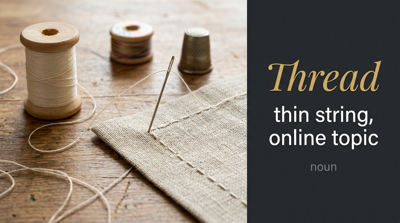 Thread (خيط أو غزل) — illustrated meaning of the English word Thread on GL Dictionary