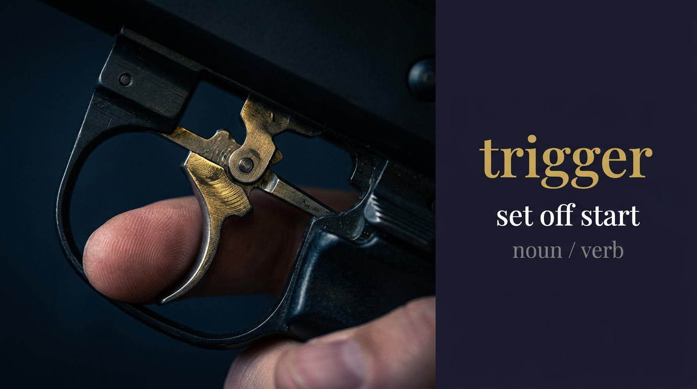 Trigger (زناد أو مُحفز) — illustrated meaning of the English word Trigger on GL Dictionary