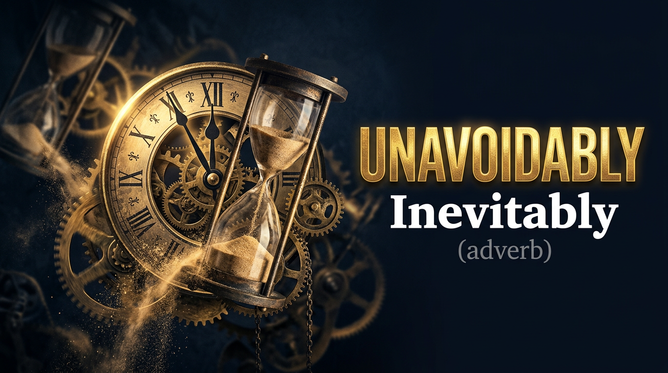 Unavoidably (حتماً وبلا مفر) — illustrated meaning of the English word Unavoidably on GL Dictionary
