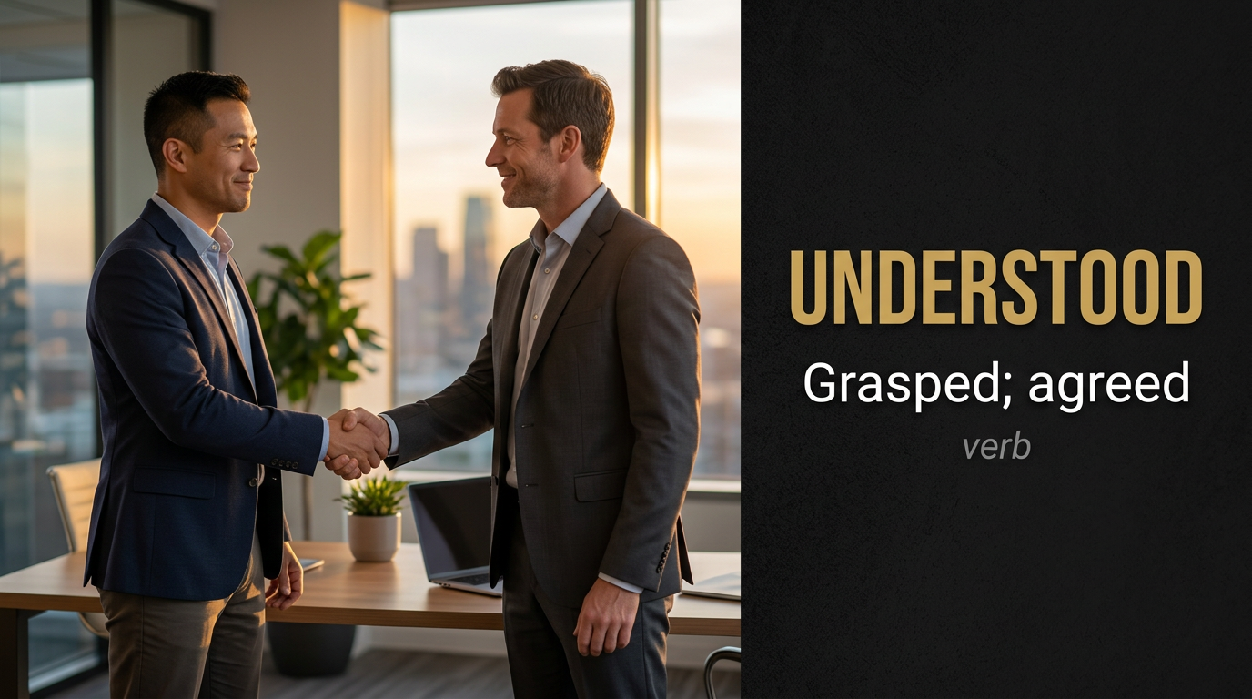 Understood (مفهوم أو مُدرك) — illustrated meaning of the English word Understood on GL Dictionary