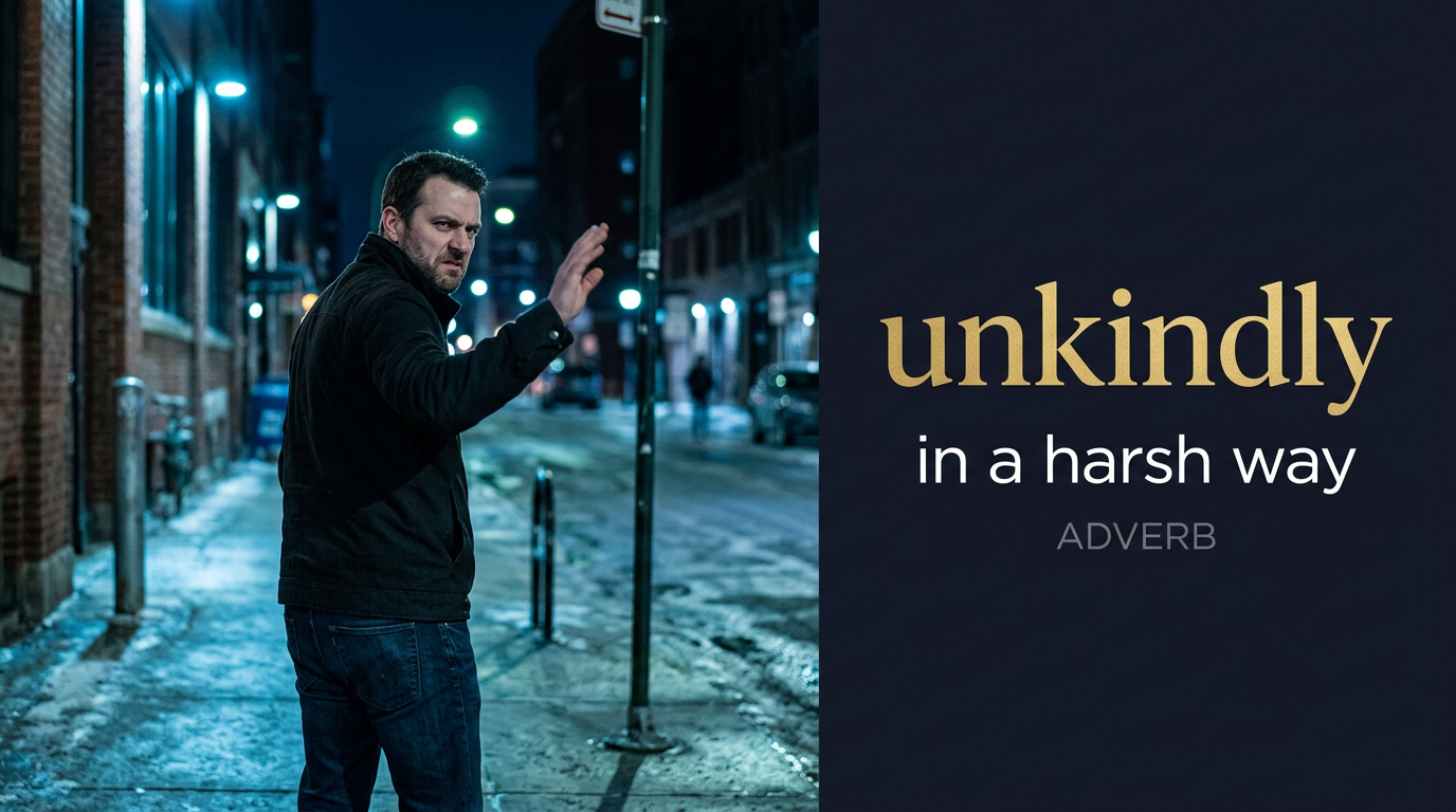 صورة توضيحية لمعنى كلمة Unkindly (بقسوة وعدم لطف)