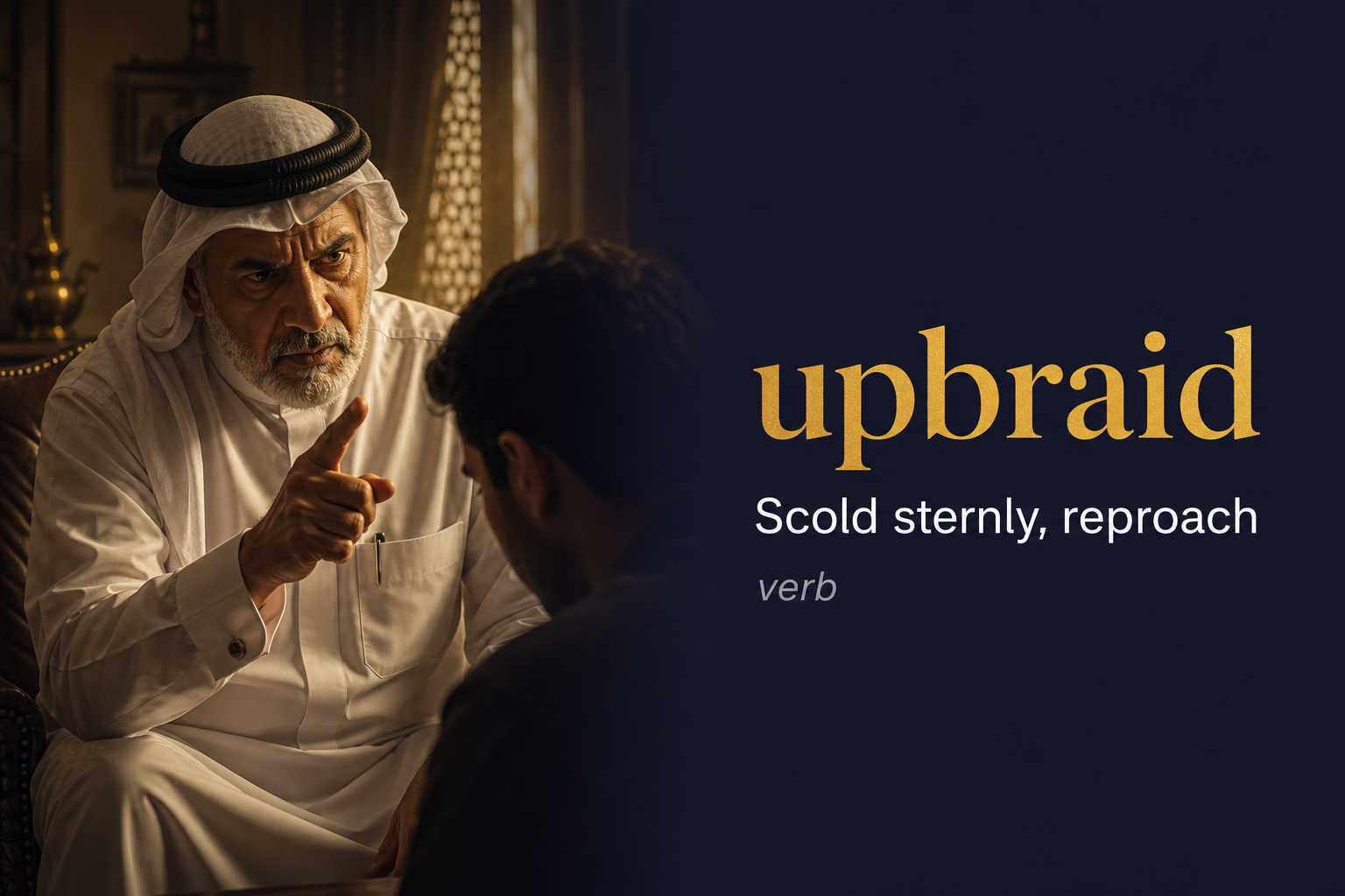 صورة توضيحية لمعنى كلمة Upbraid (يوبّخ أو يعنّف)