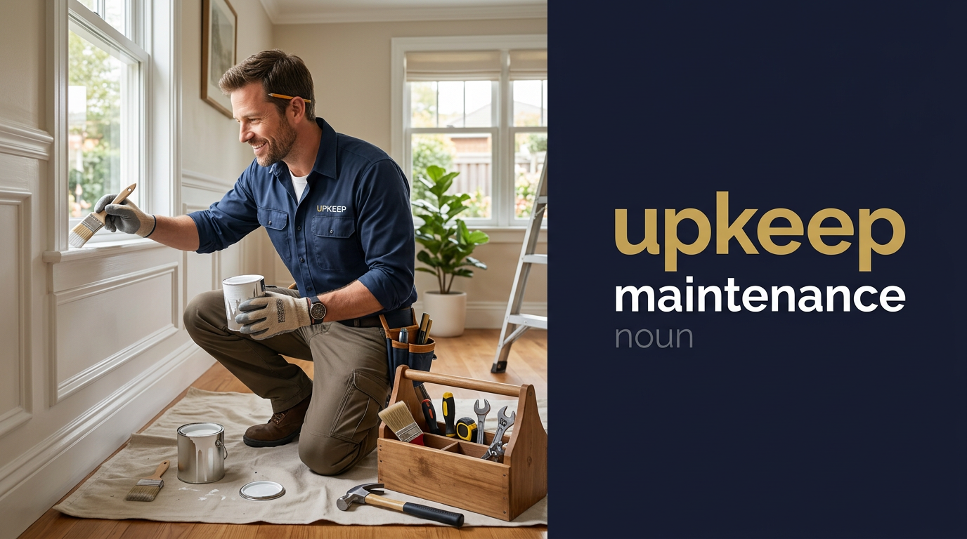 Upkeep (الصيانة والاهتمام) — illustrated meaning of the English word Upkeep on GL Dictionary