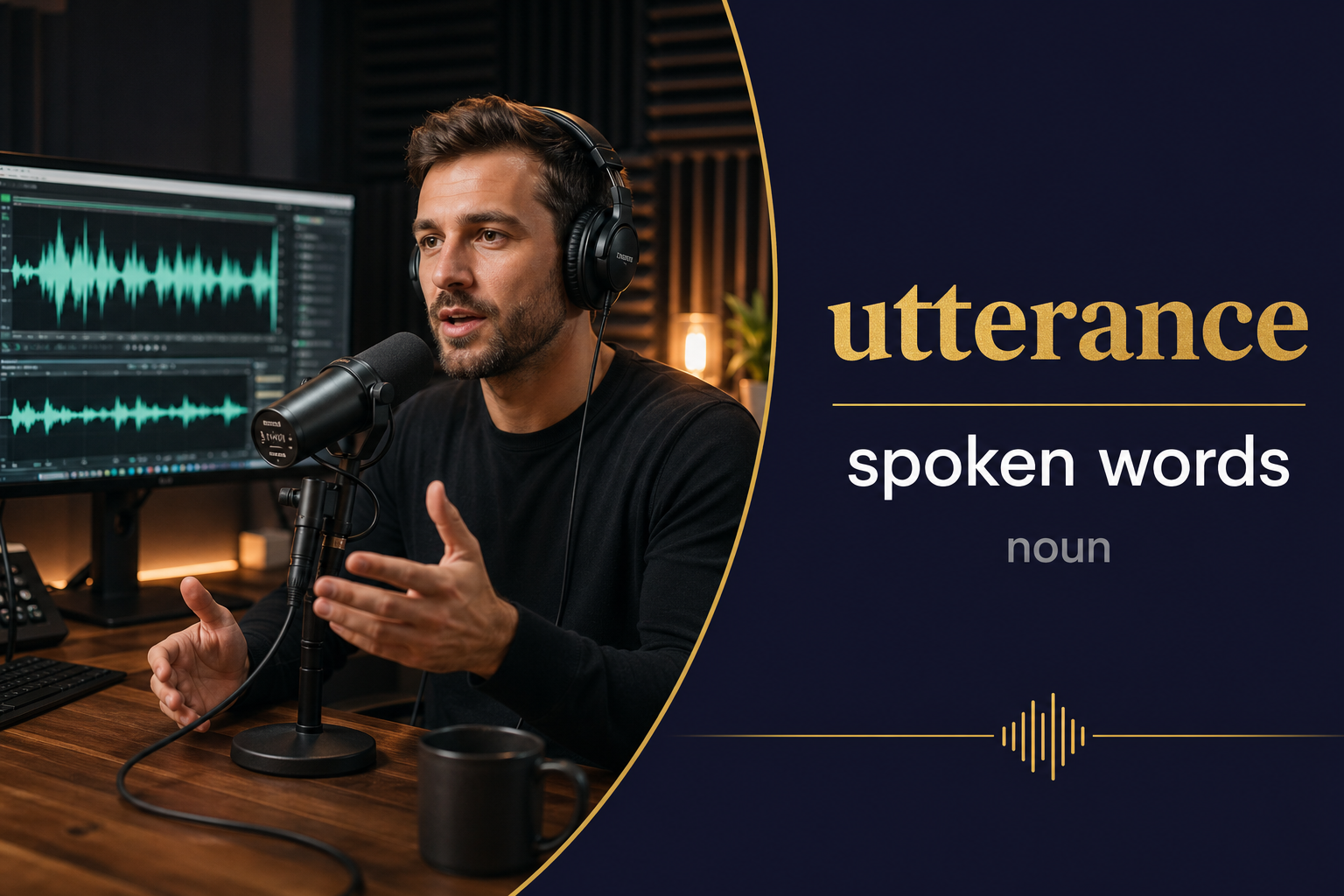 Utterance (الكلام أو التعبير) — illustrated meaning of the English word Utterance on GL Dictionary