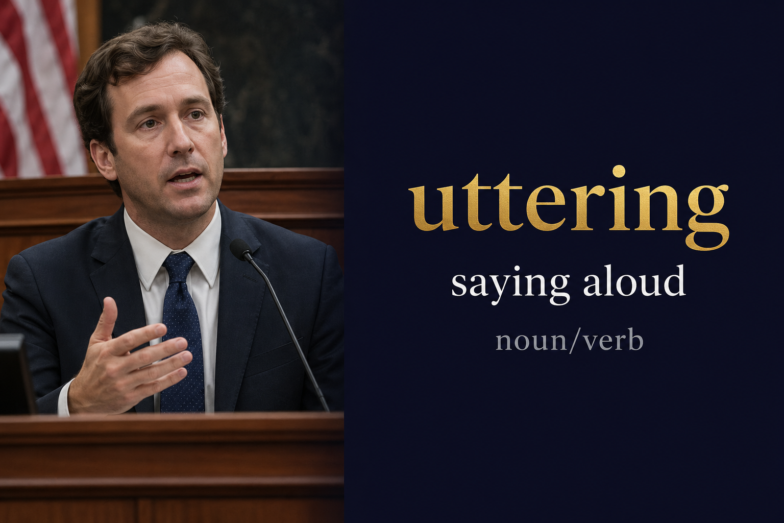 صورة توضيحية لمعنى كلمة Uttering (ينطق حالياً)
