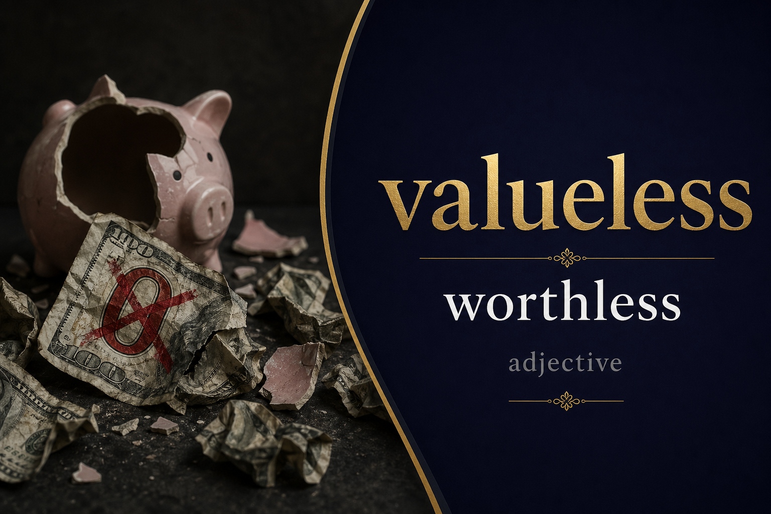 صورة توضيحية لمعنى كلمة Valueless (عديم القيمة)
