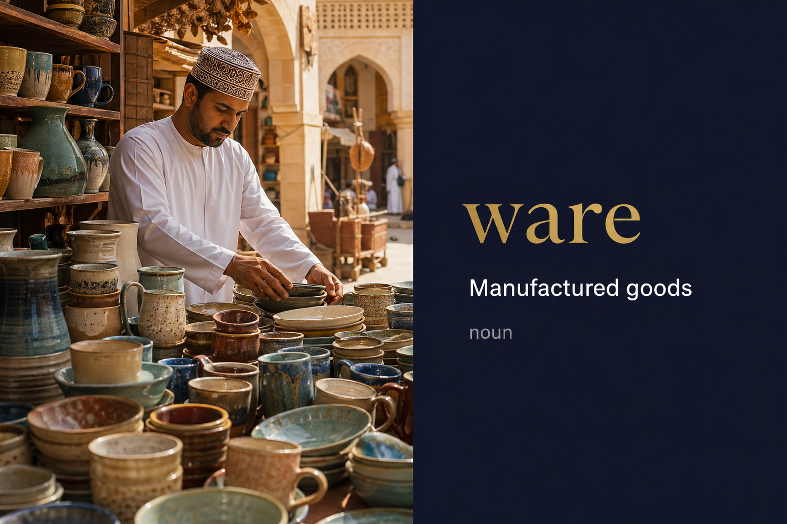 صورة توضيحية لمعنى كلمة Ware (بضاعة أو سلعة)