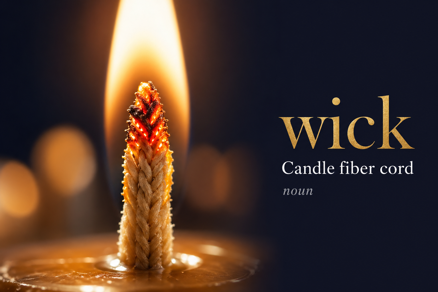 Wick (فتيل الشمعة) — illustrated meaning of the English word Wick on GL Dictionary