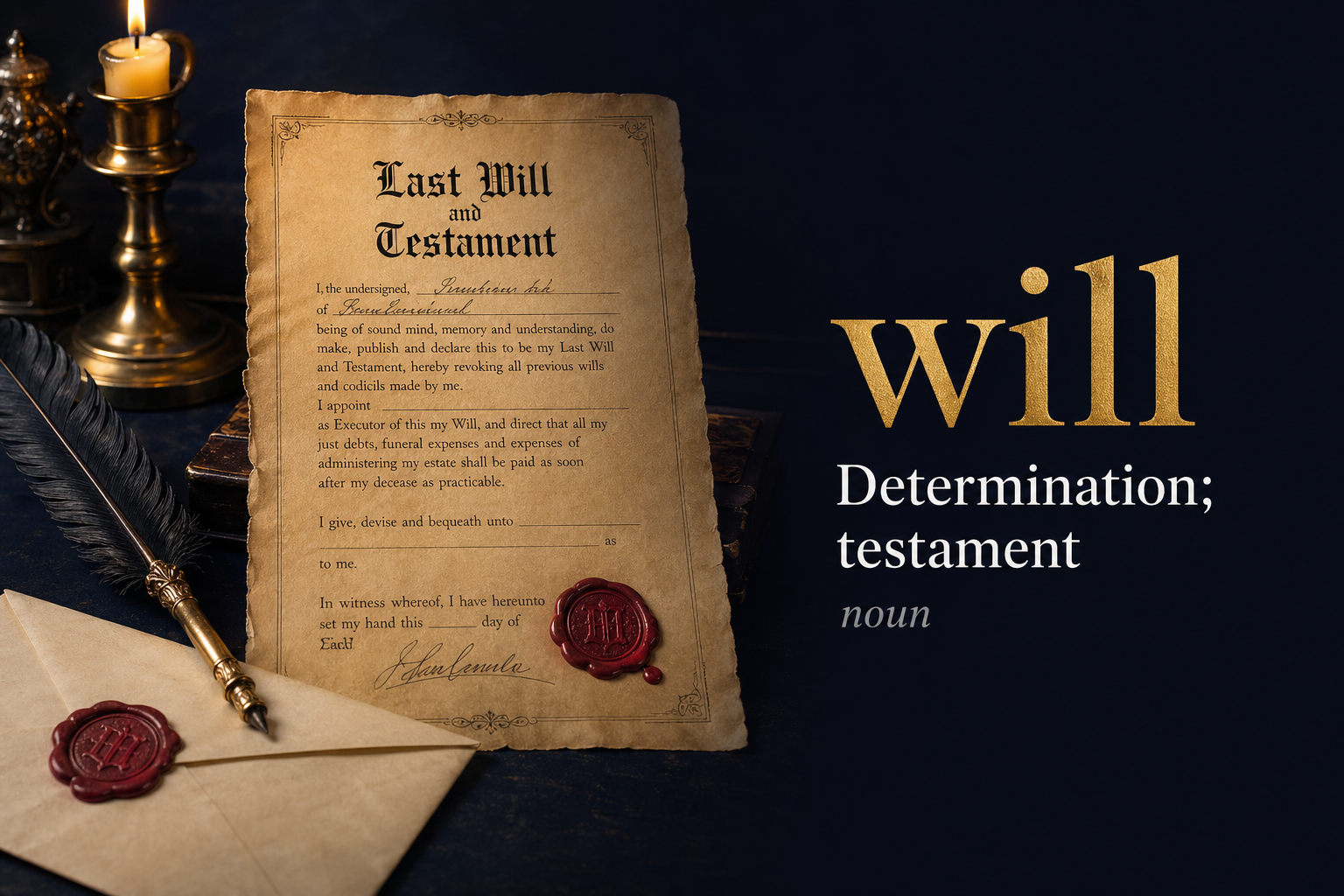 Will (سوف أو سأفعل) — illustrated meaning of the English word Will on GL Dictionary