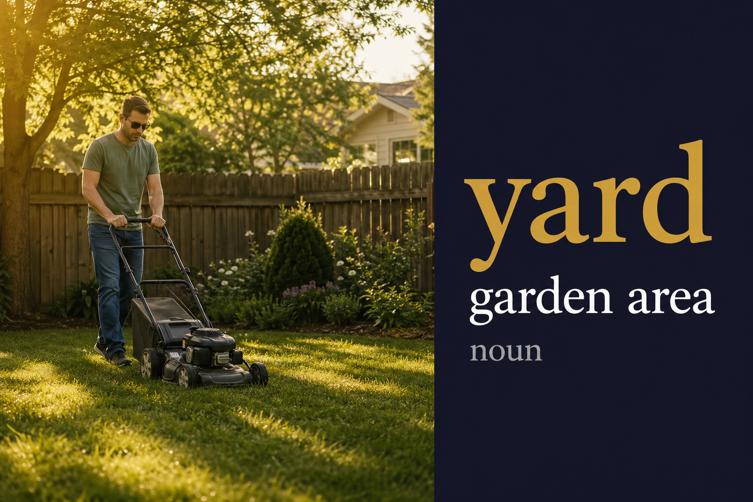 Yard (فناء المنزل) — illustrated meaning of the English word Yard on GL Dictionary